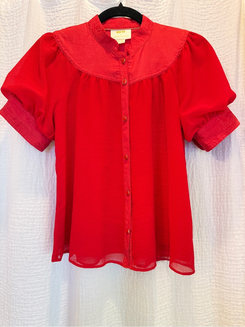 ⭐️ Maeve by Anthropologie Lavoie Paisley Yoke Blouse - Red 0P / XXSP